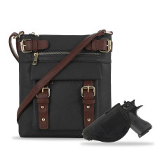 Hannah Concealed Carry Crossbody with Lock & Key-Black