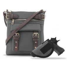 Hannah Concealed Carry Crossbody with Lock & Key-Gray